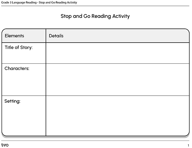Grade 3 Language Reading - Stop and Go Reading Activity