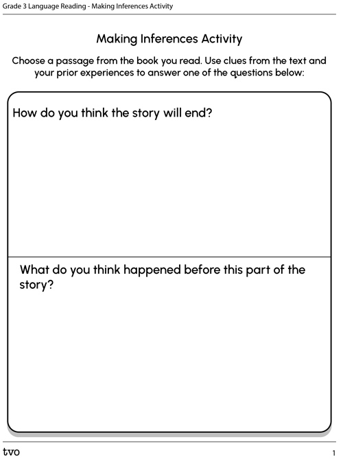 Grade 3 Language Reading–The Big Umbrella: Making Inferences Activity