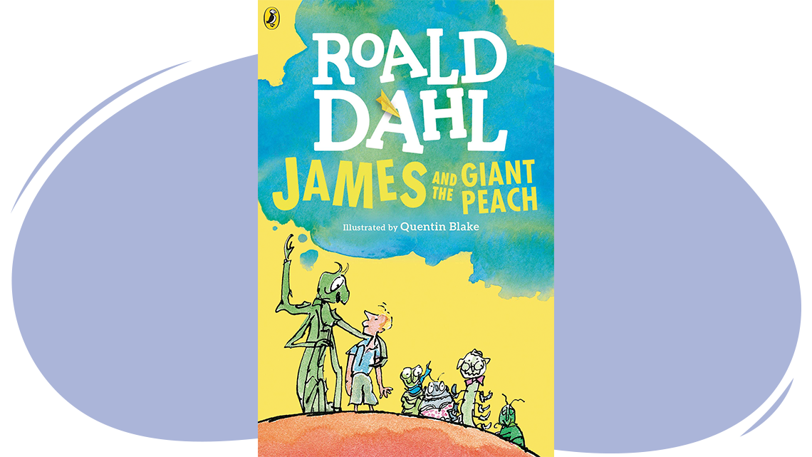 Book cover: James and the Giant Peach, written by Roald Dahl and illustrated by Quentin Blake.