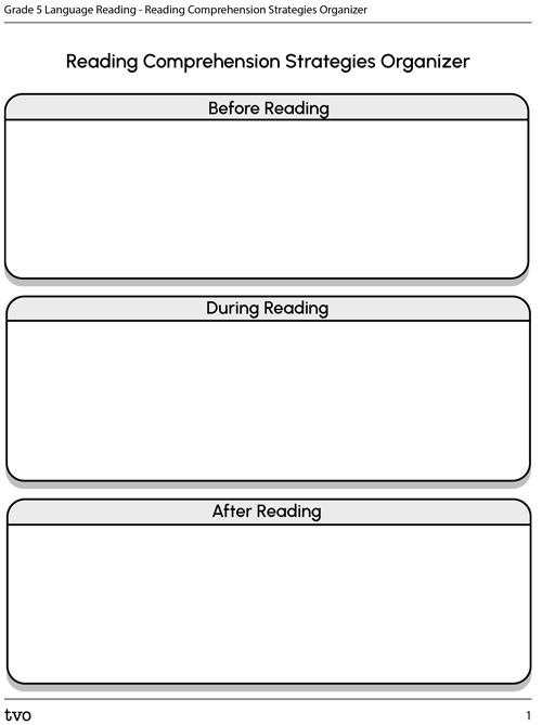 Reading Comprehension Strategies Organizer