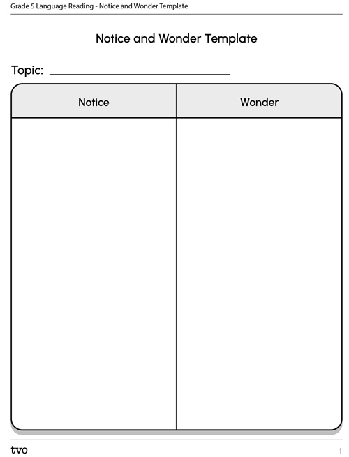 Notice and Wonder Template
