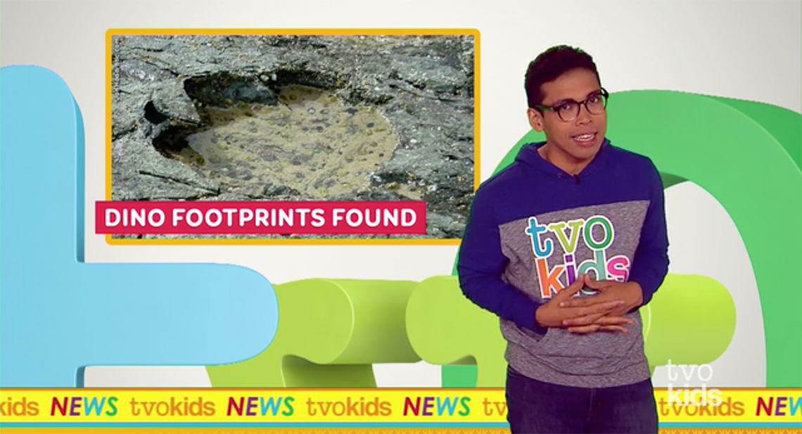 TVO News still capture of video “Dino Footprints Found”