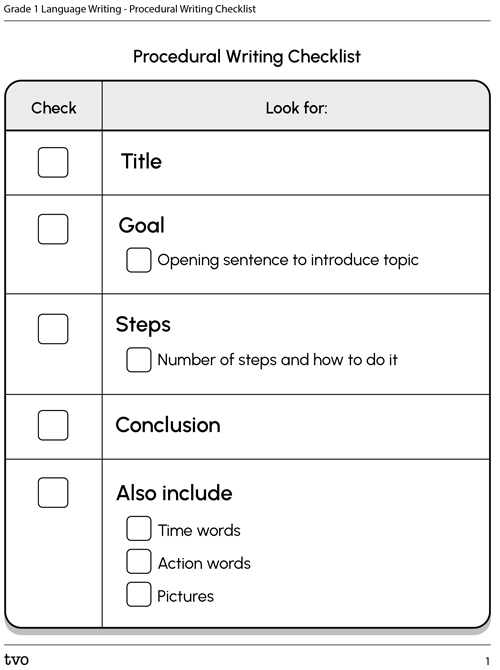 procedural writing checklist