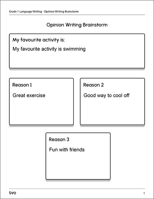 Opinion Writing Brainstorm