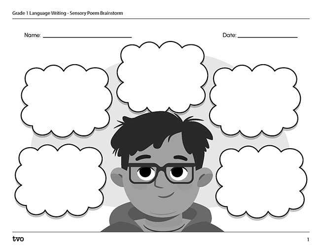 sensory poem brainstorm organizer