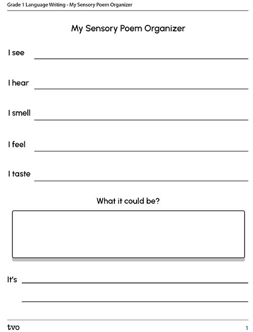 my sensory poem organizer