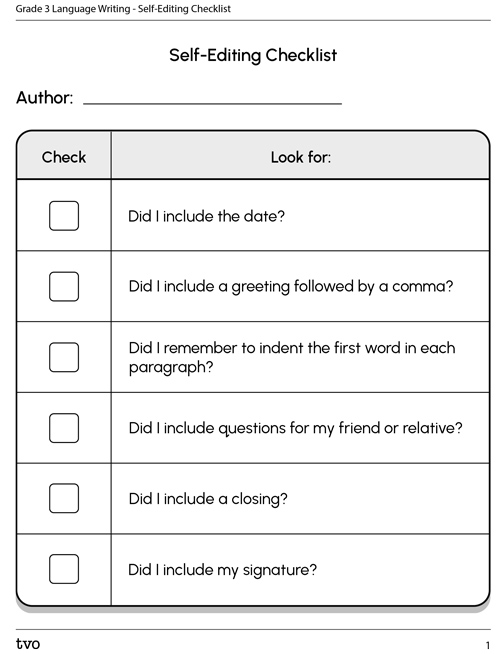 Self-Editing Checklist