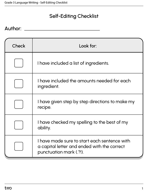 Self-editing checklist