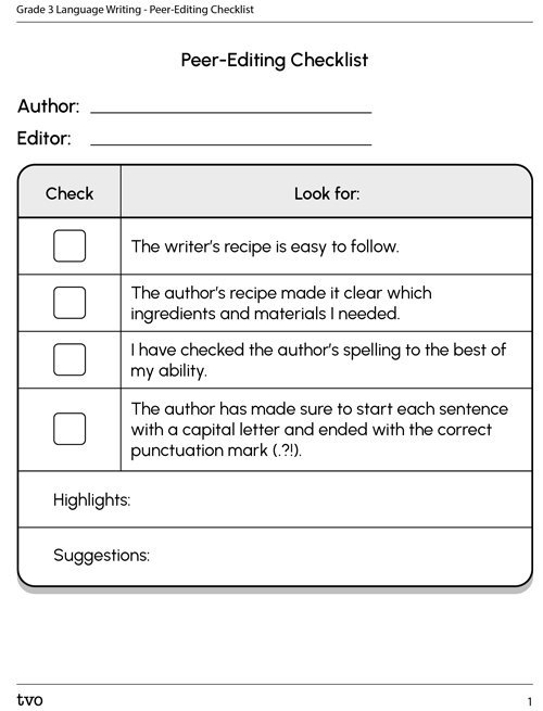 Peer-editing checklist 