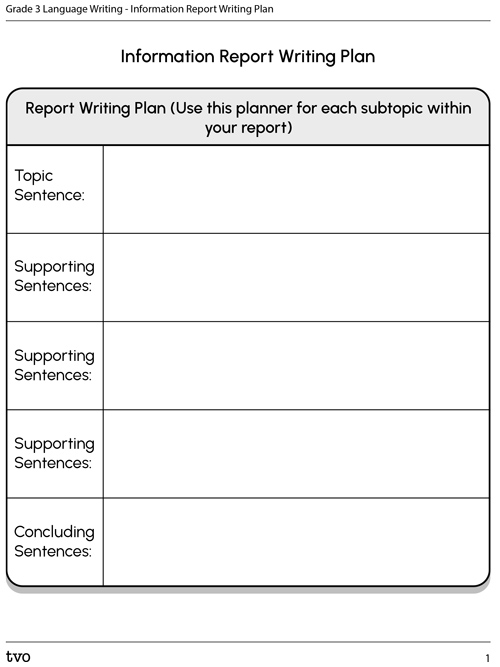 Information report writing plan