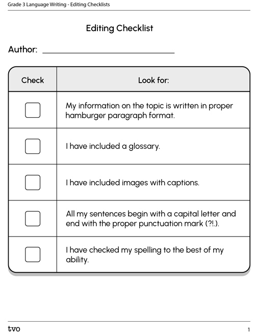 Editing checklist