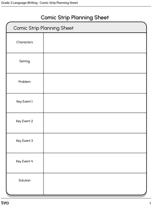 Comic strip planning sheet