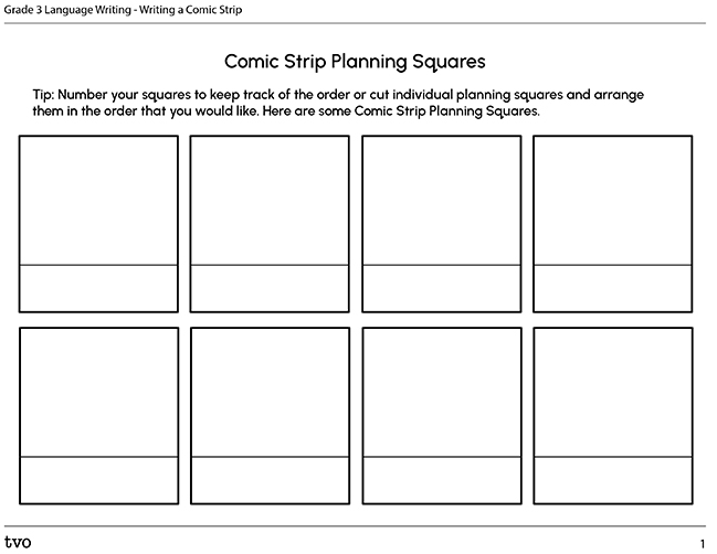 Comic strip planning squares