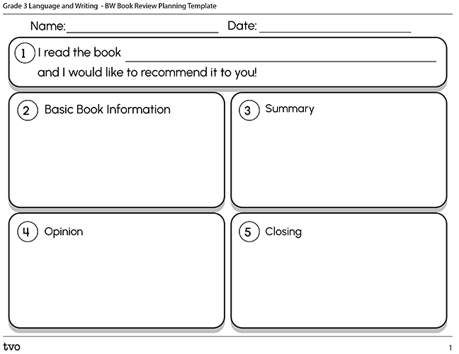 Book review planning template