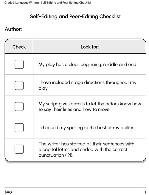 Self editing and peer editing checklist