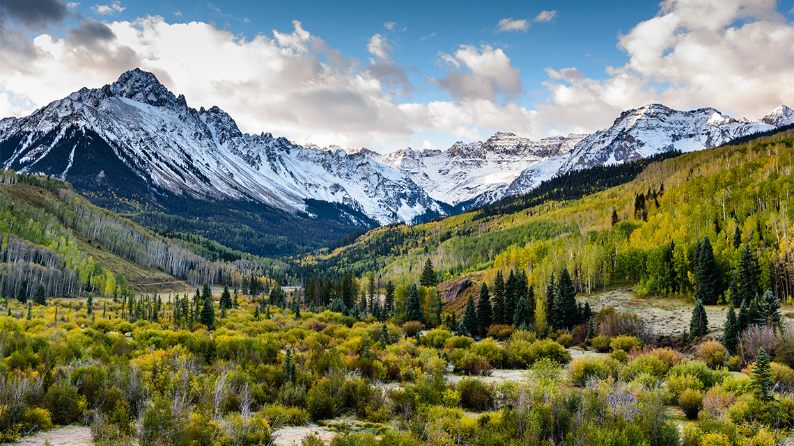 Scenic mountains and valley