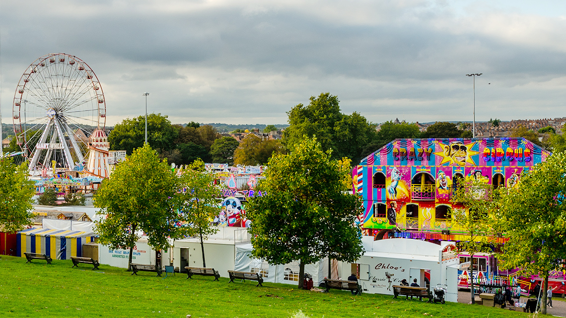 Outdoor carnival, fun fair event for kids