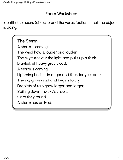 Poem worksheet