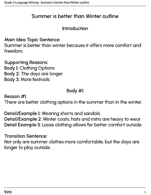 Summer is better Than Winter outline