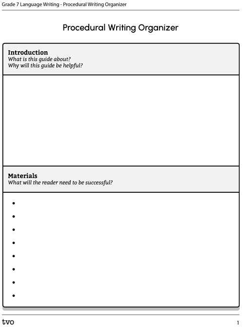 Procedural Writing Organizer