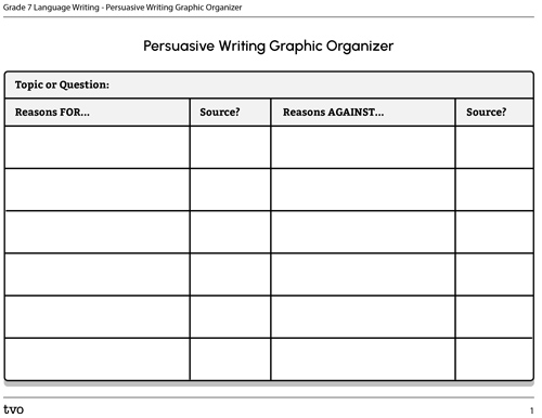 Persuasive Writing Graphic Organizer.