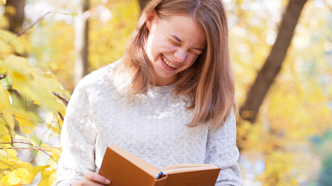 Student reading a poem