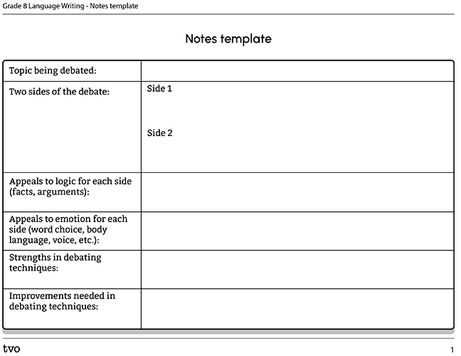 Notes template