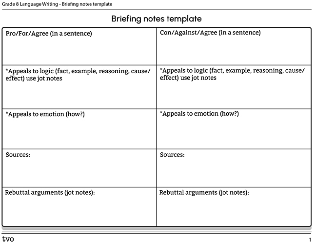 Briefing notes template