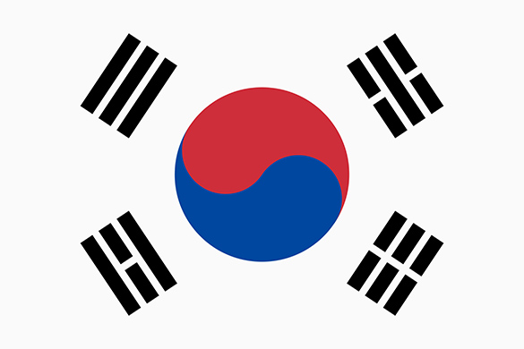 White flag with a centre red/blue circle; around it are 4 diagonal black-stripe patterned rectangles