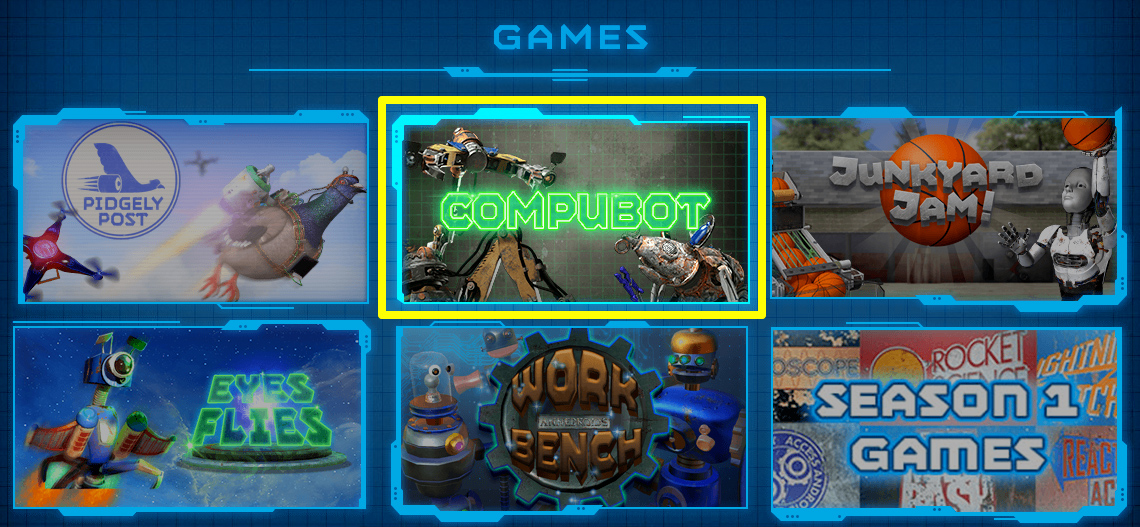 Screen shot of a games page from Annedroids