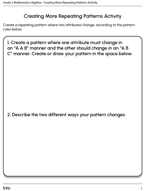Creating More Repeating Patterns Activity
