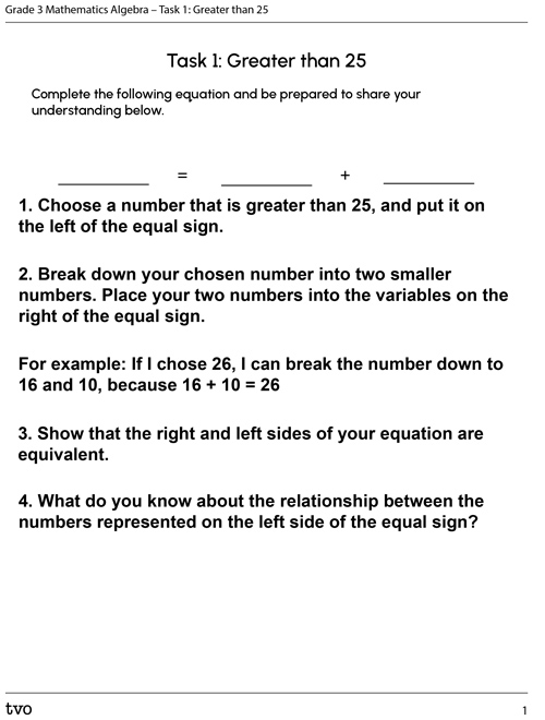 Task 1: Greater than 25