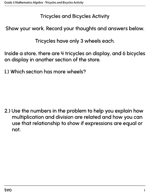 Tricycles and Bicycles Activity