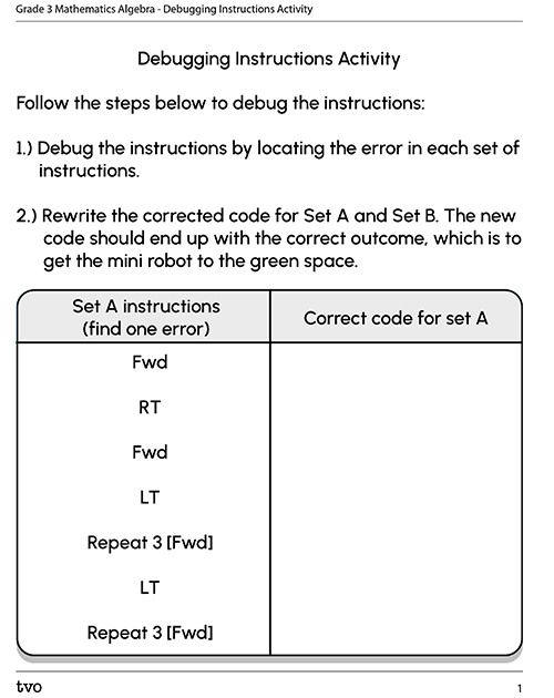 Debugging Instructions Activity