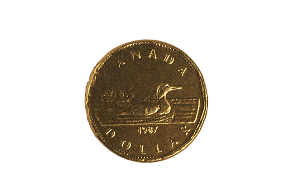 Canadian one dollar coin called a loonie too has a picture of a loon, the national bird of Canada.