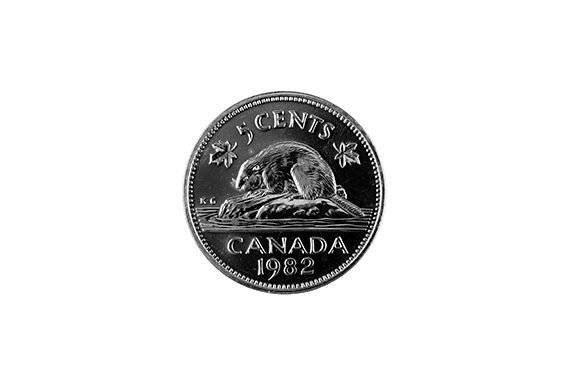 A Canadian coin with a beaver, also known as a nickel.