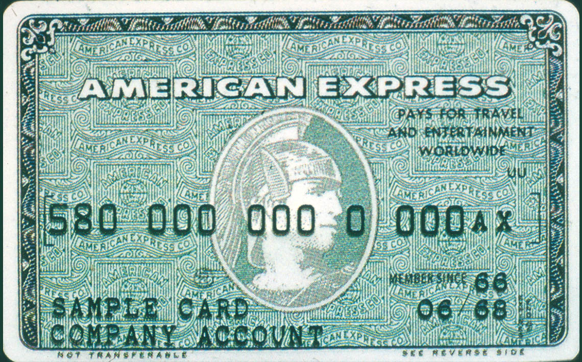 A plastic American Express card. 
