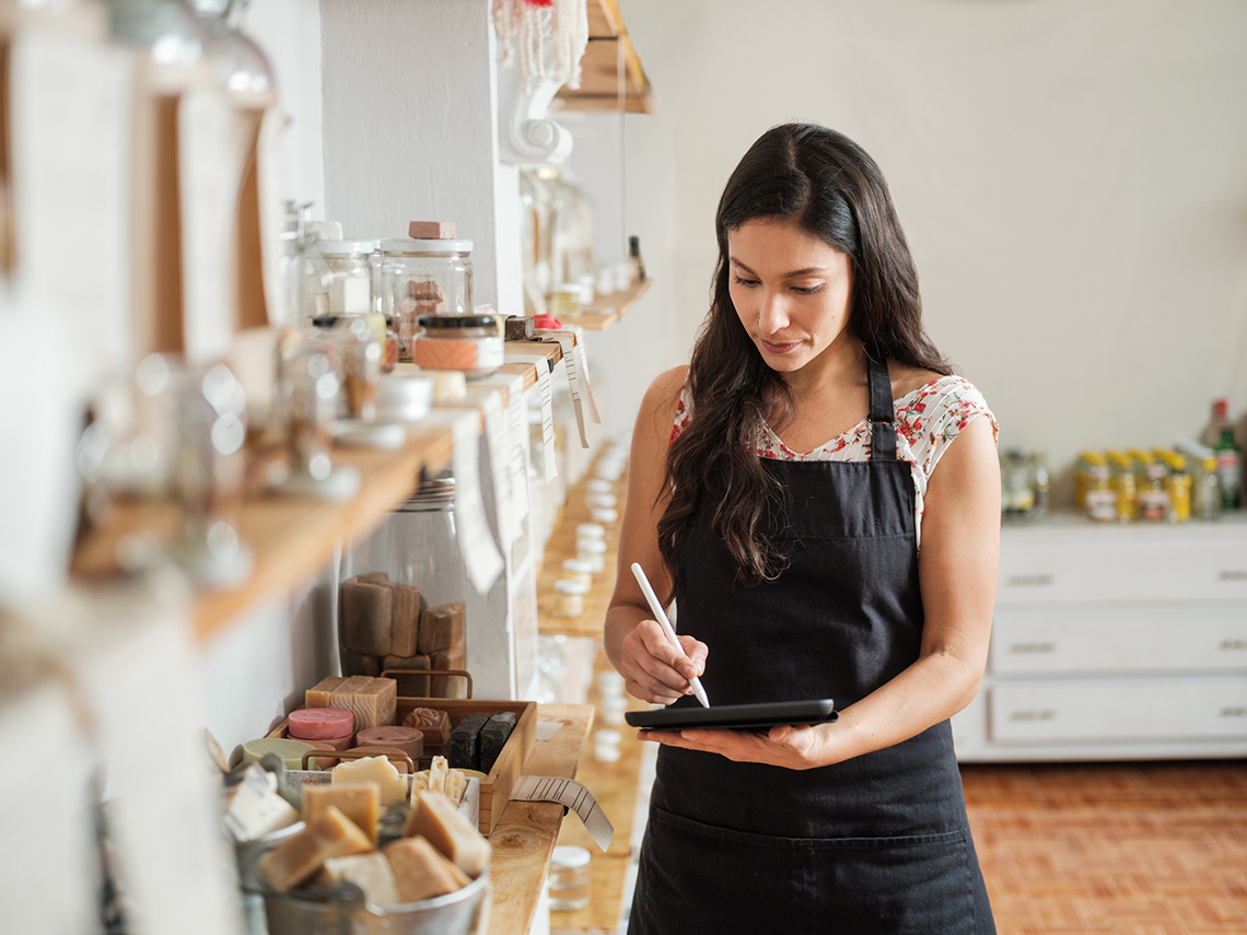 A wellness shop with the owner.