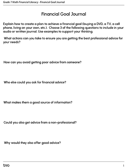 Financial Goal Journal