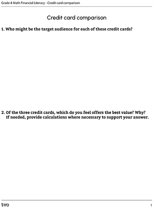 Credit card comparison