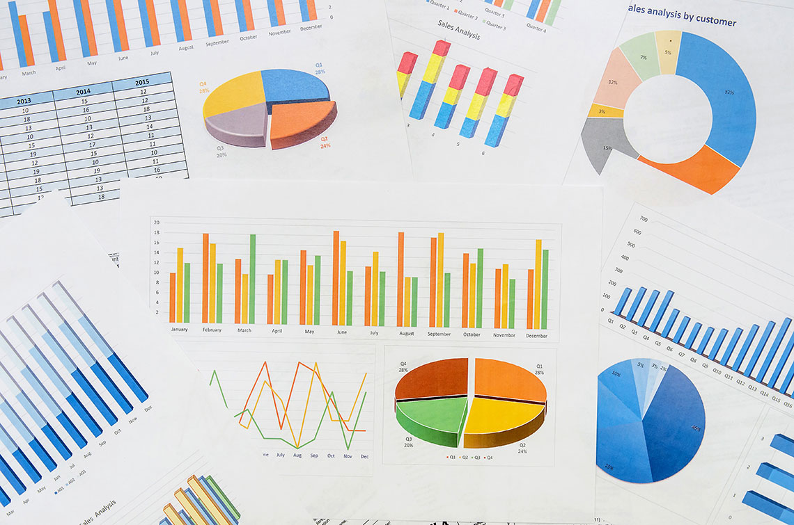 Examples of math representations. Pie charts, bar graphs, tables, etc.