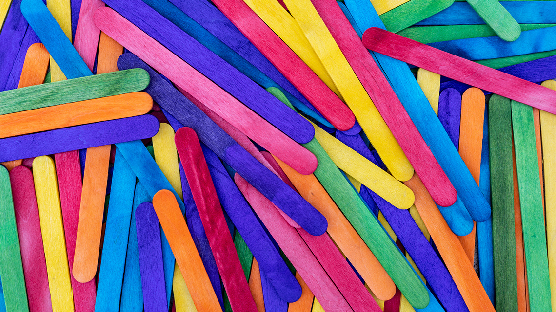 Colourful craft sticks.