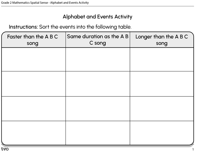 Alphabet and Events Activity