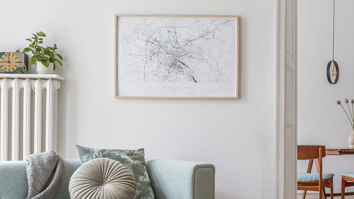 Rectangular picture frame on a wall