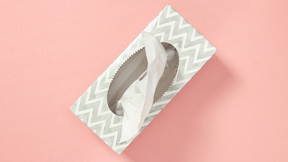 A rectangular tissue box