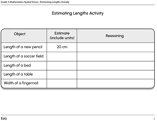 Estimating Lengths Activity