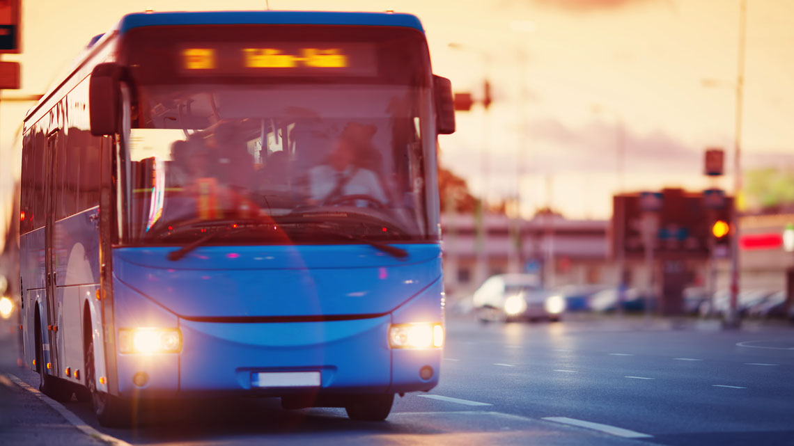 City bus on the road.