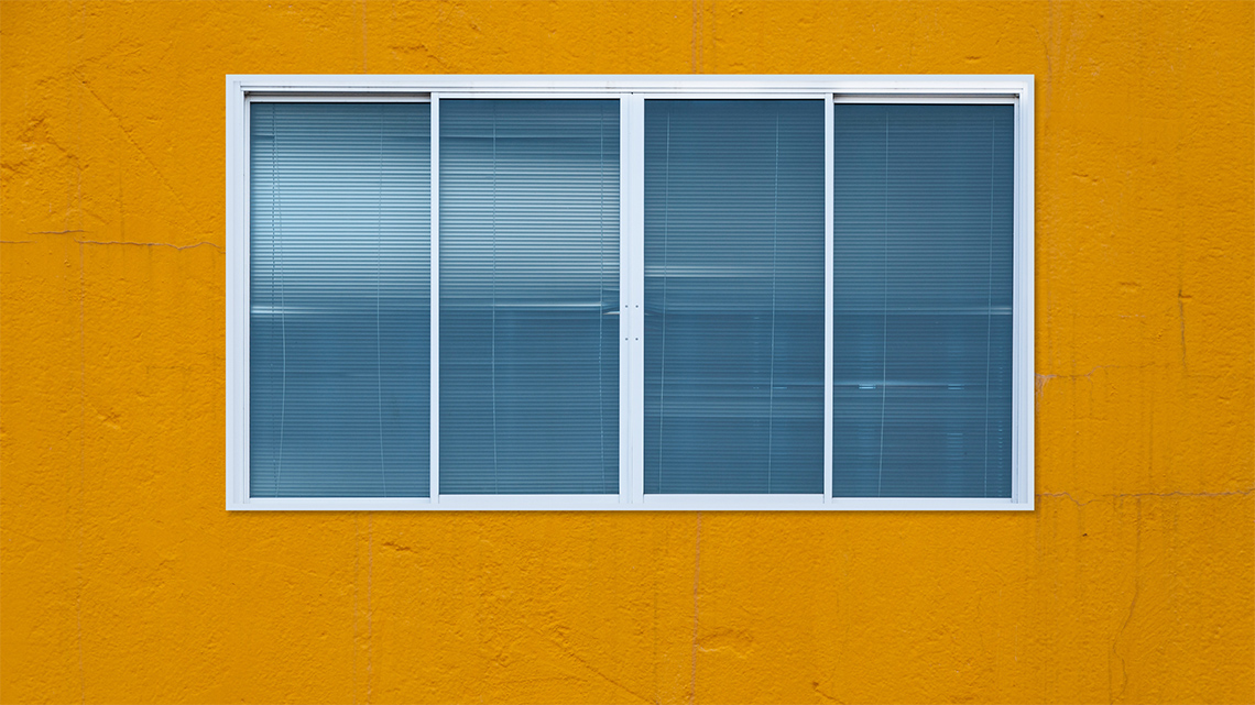 Rectangular window with three vertical panes.