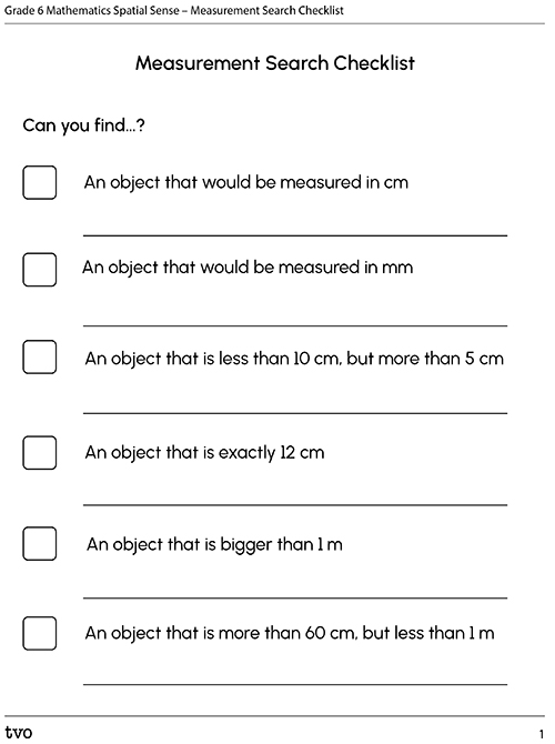 Measurement Search Checklist