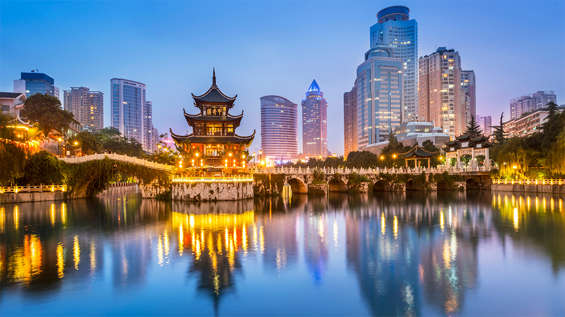 Cityscape of Guiyang City, Guizhou Province, China.